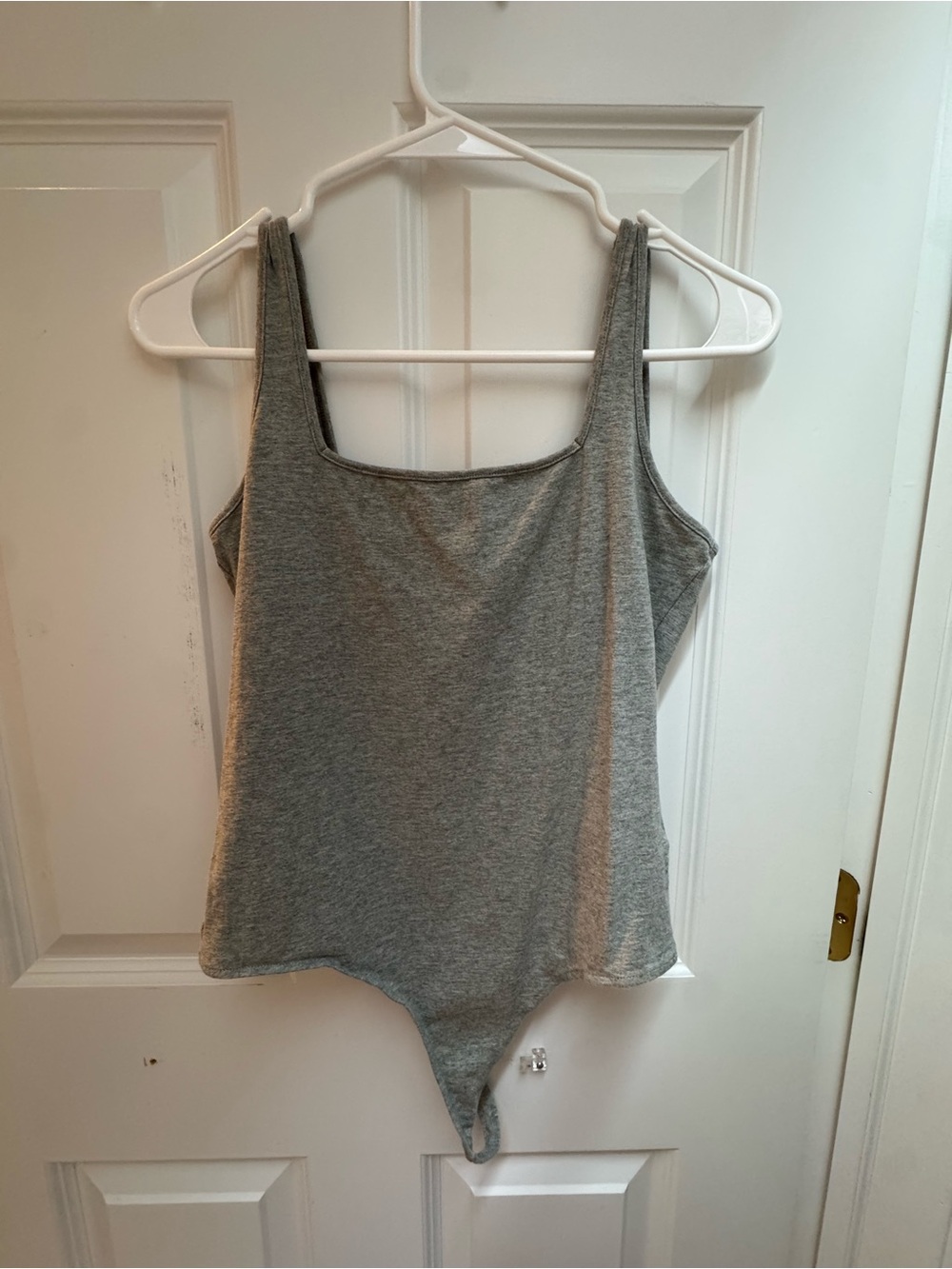 Gray Square Neck Tank Bodysuit
